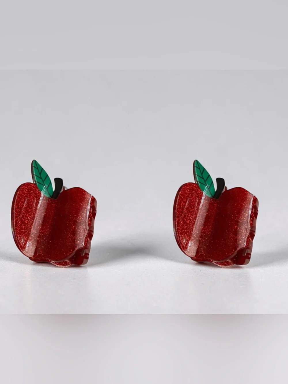 Kids Red AppleHair Clips Sparkle Design Clips Teacher Clips